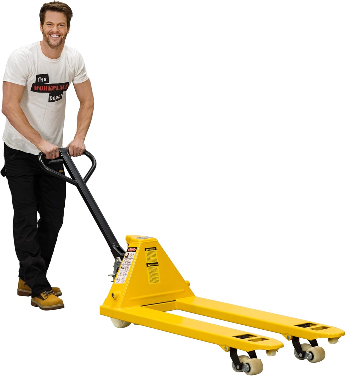 The Workplace Depot Hand Pallet Truck, 2500kg Manual Lift Trolley Jack – Heavy-Duty Hydraulic Pump for Warehouse & Industrial Use – Corrosion-Resistant, Ergonomic Handle (Nylon Wheels)