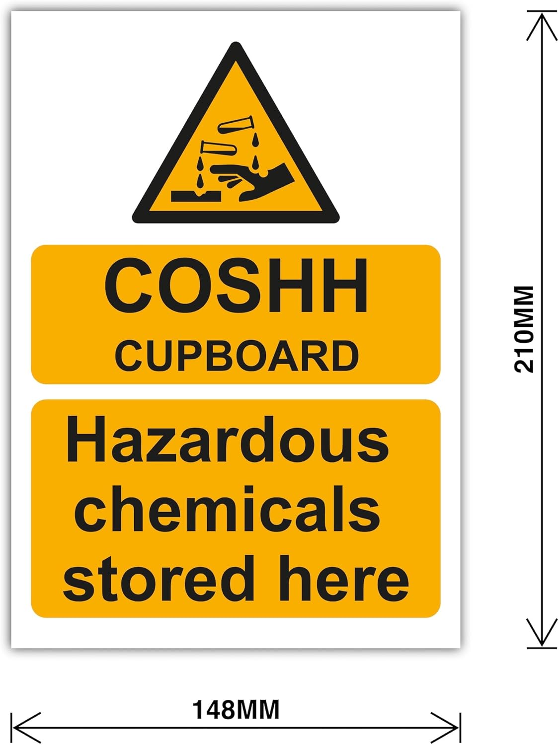 Set of 4 Workplace Safety Sign Labels (148 × 210 mm), Emergency Spill Kit, Spill Kit Location, Emergency Eye Wash & COSHH Cupboard – Self Adhesive Polypropylene Stickers