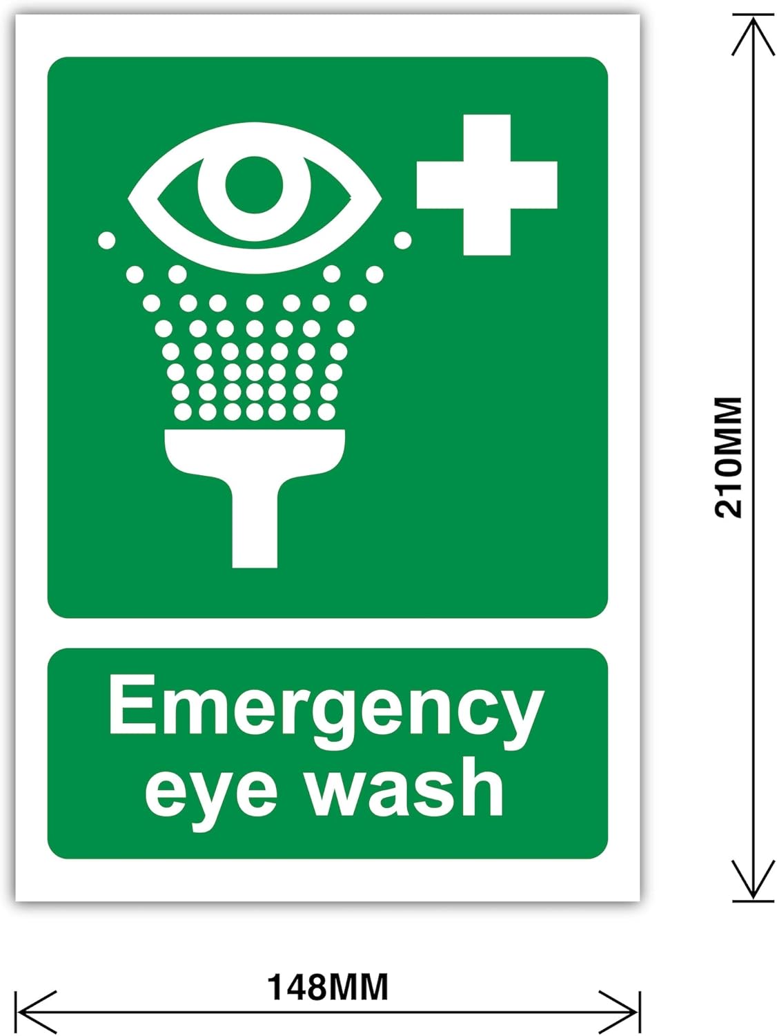 Set of 4 Workplace Safety Sign Labels (148 × 210 mm), Emergency Spill Kit, Spill Kit Location, Emergency Eye Wash & COSHH Cupboard – Self Adhesive Polypropylene Stickers