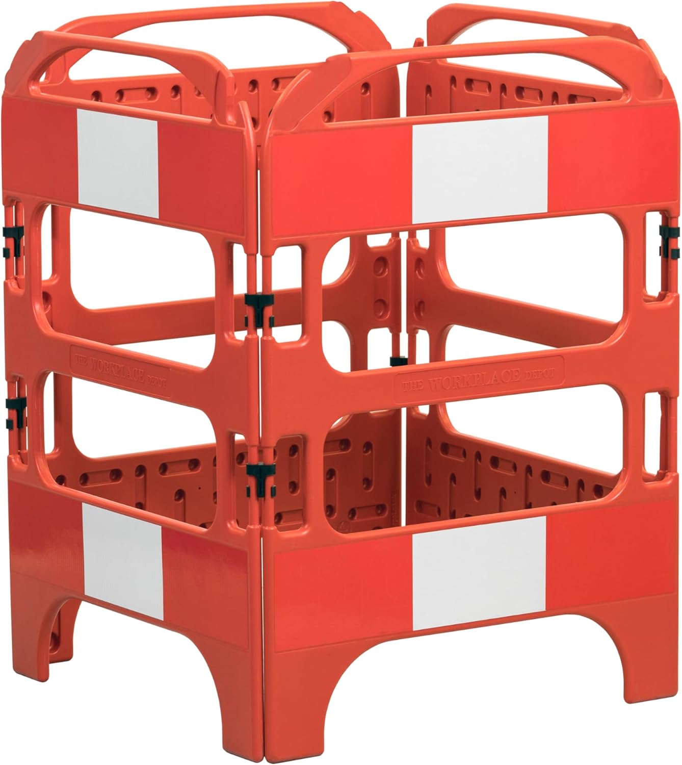 The Workplace Depot Manhole Barrier – Chapter 8 Compliant HDPE Safety Barrier with Hinged Clips – 990mm High, Lightweight & Foldable – Ideal for Roadworks, Utility Repairs & Site Safety (4 Sided)